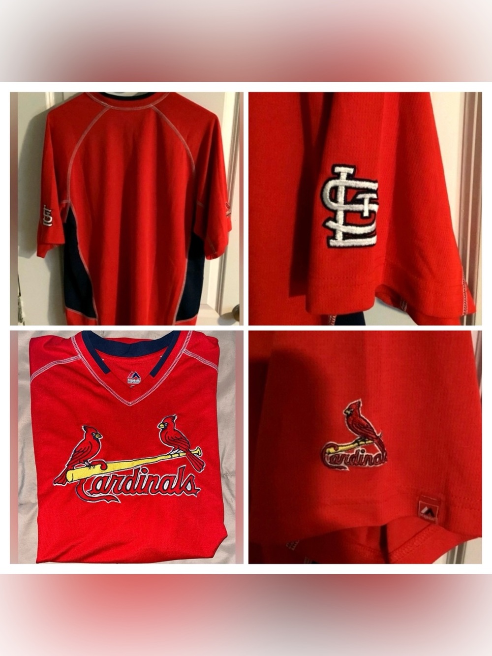 St. Louis Cardinals Red MLB Majestic Athletic Throwback V-Neck Pullover Jersey